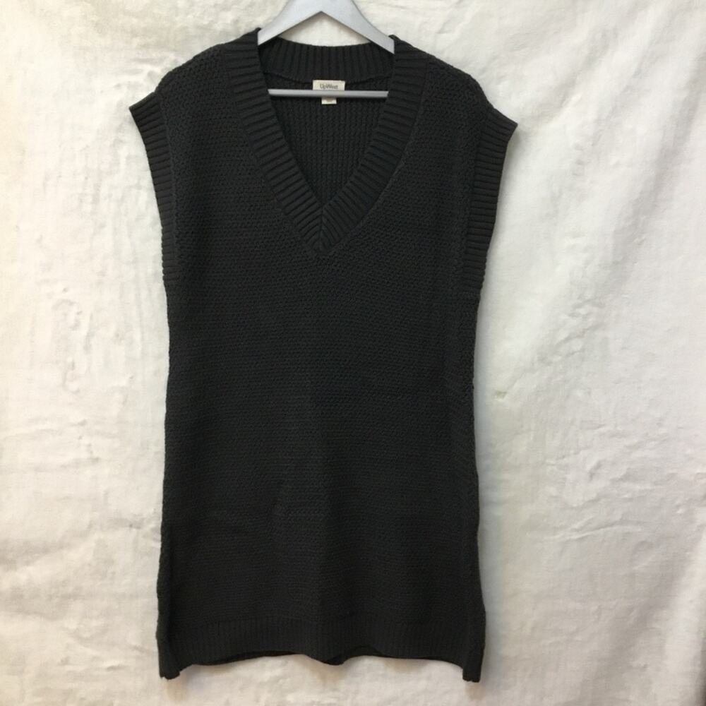 UpWest Dark Gray V-Neck Sweater Dress